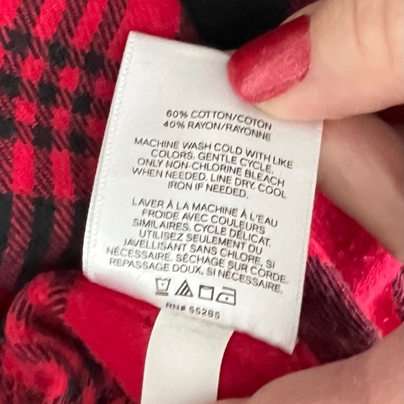 Express Red Plaid Flannel Shirt - Picture 7 of 7